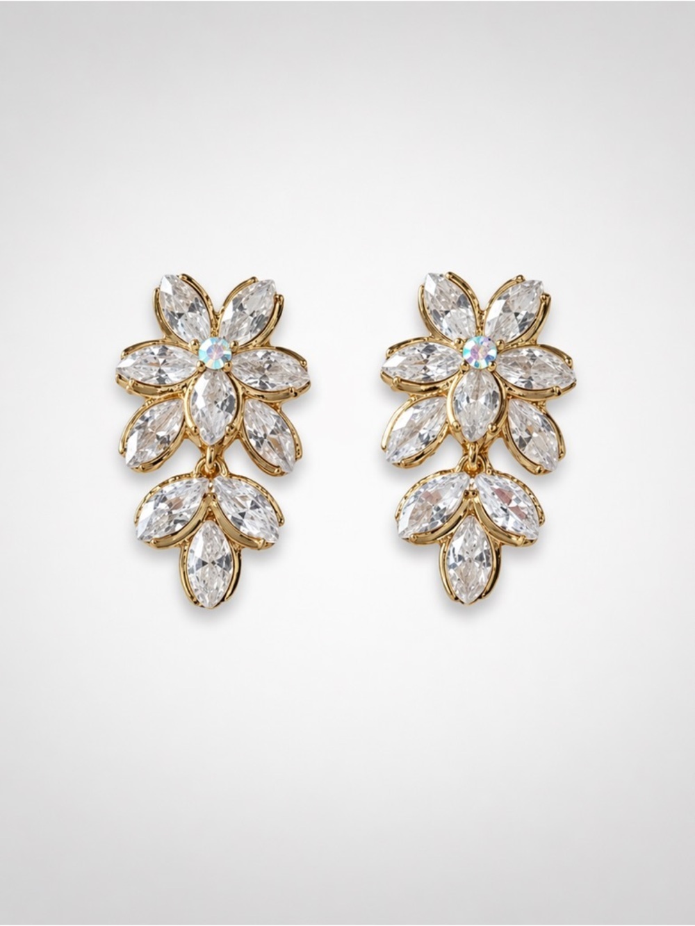 Floral Zircon Drop Earrings (5525)